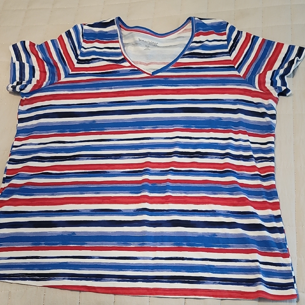 Woman Within Red and Blue Striped Top